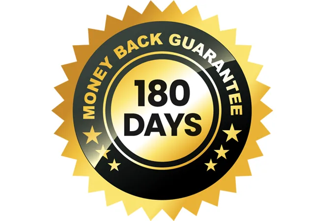 AquaBurn 180 day money back guarantee seal